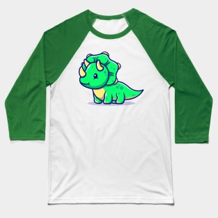 Cute Baby Triceratops Cartoon Baseball T-Shirt